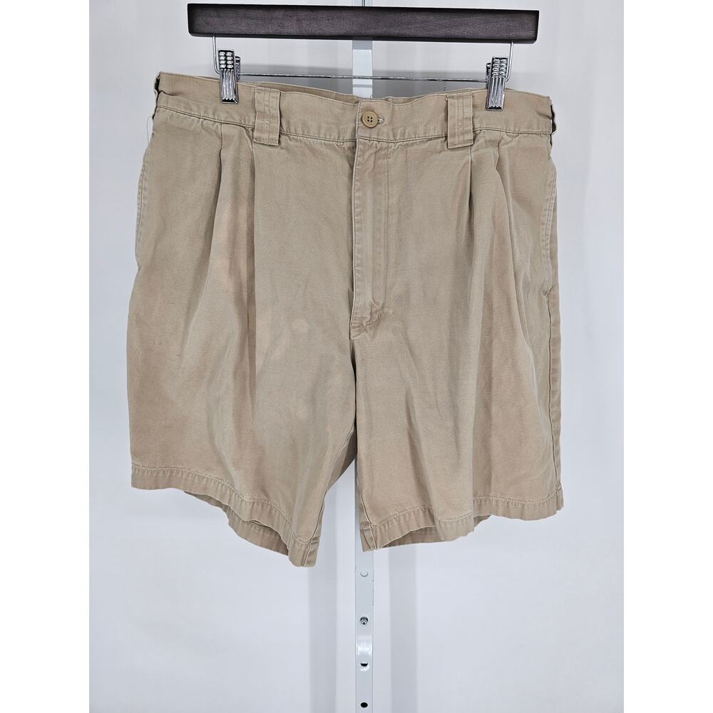 Bogari Italy Mens Sz 38 Pleated Chino Shorts Tan 100% Cotton